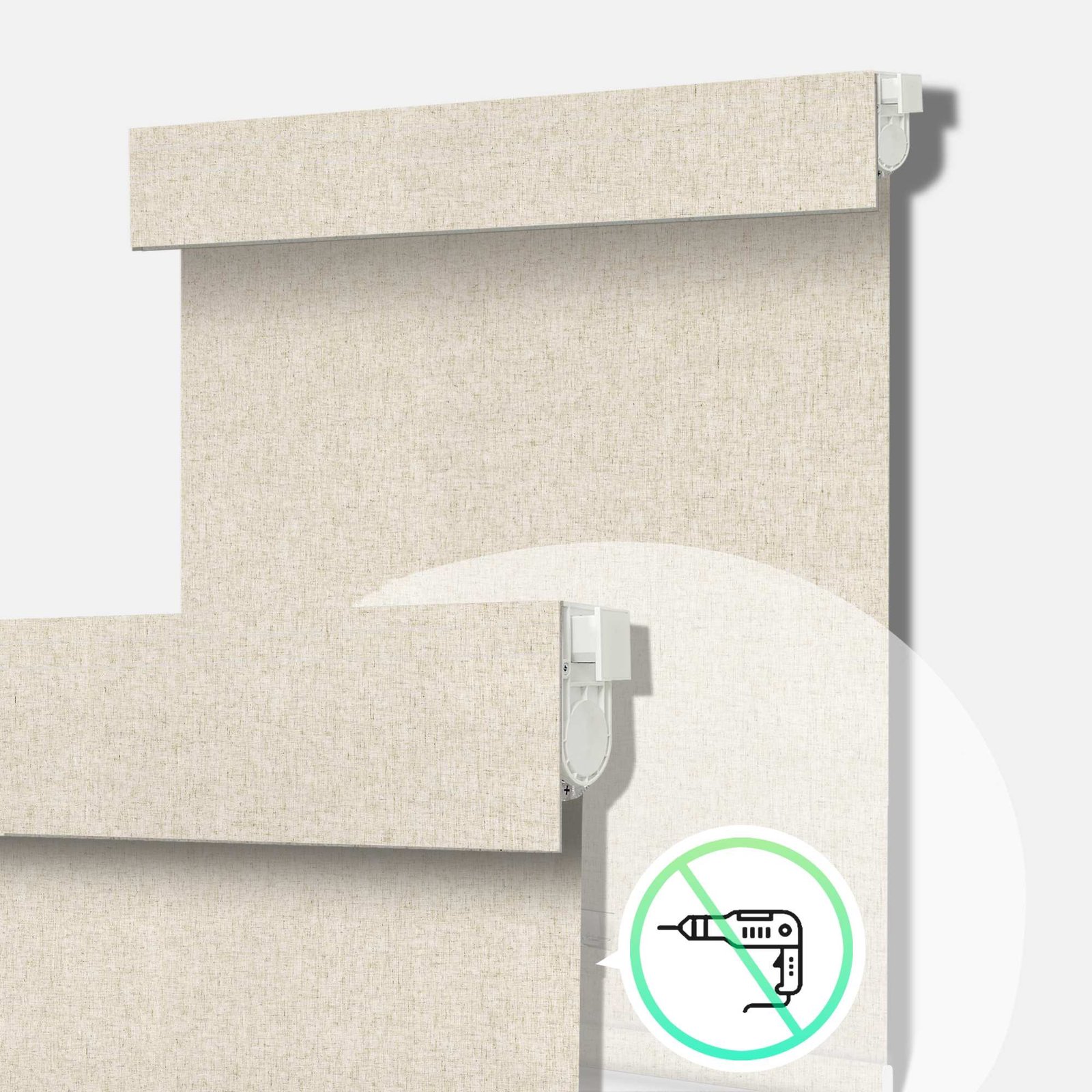 No Drill Motorized Roller Shades linen1